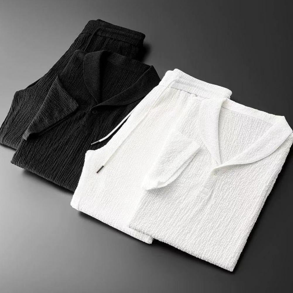 Men’s Summer Two - Piece Relaxed Set – Short Sleeve Top and Drawstring Trousers