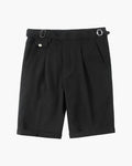 Men’s Tailored Knee - Length Shorts with Front Pleats and Waist Buckle Detail