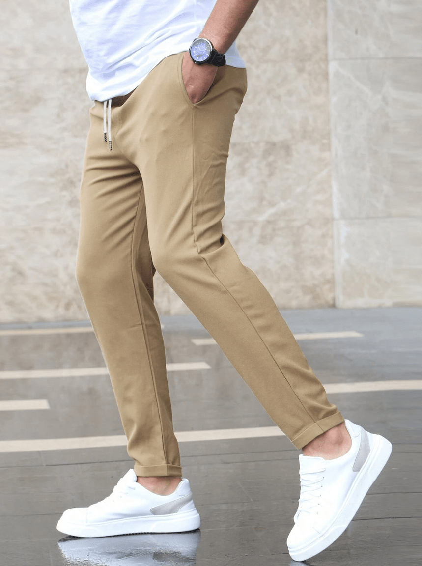 Men’s Tapered Pants with Side Pockets and Clean Waistband