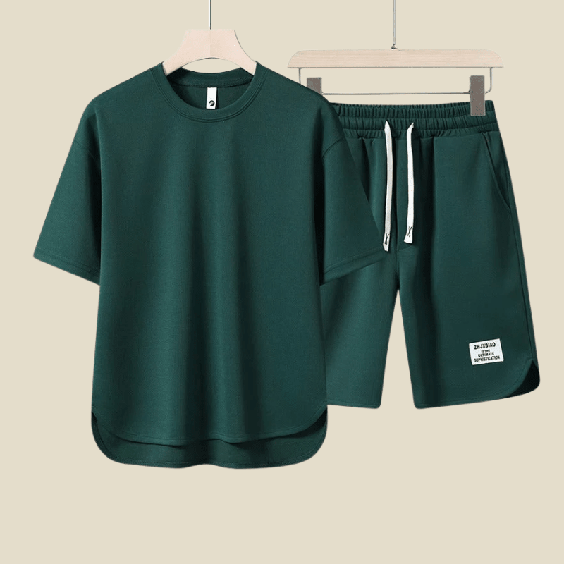 Men’s Two - Piece Casual Set – Relaxed T-Shirt and Drawstring Shorts