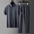 Men’s Two - Piece Set with Short Sleeve Polo Shirt and Drawstring Pants