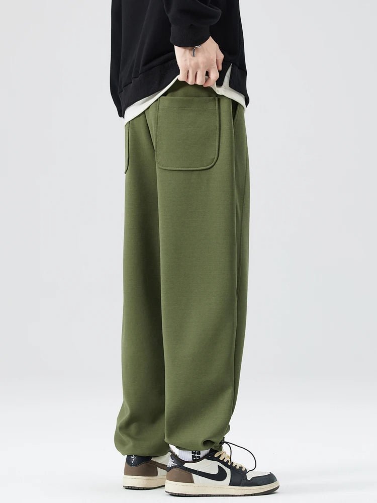 Men's Wide Leg Drawstring Waist Pants with Side Pockets