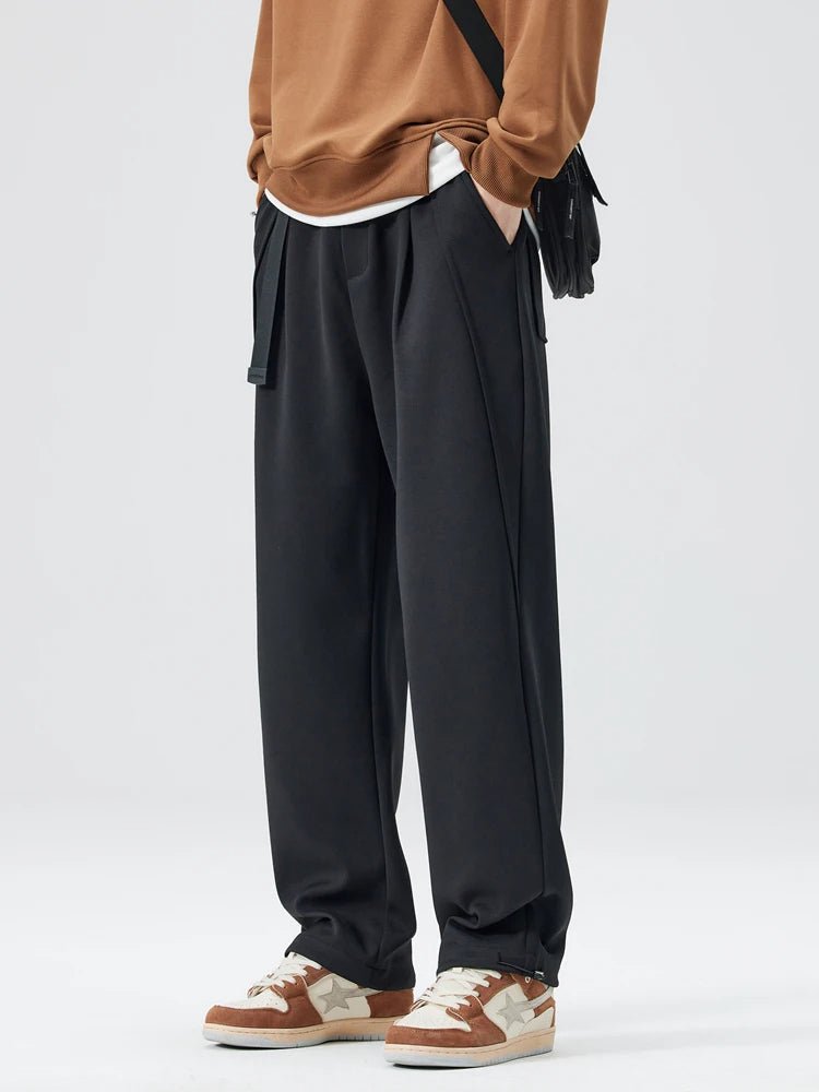 Men's Wide Leg Drawstring Waist Pants with Side Pockets
