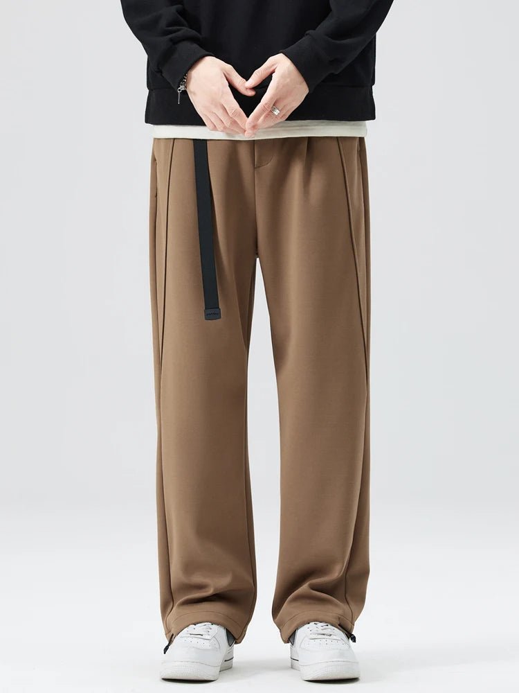 Men's Wide Leg Drawstring Waist Pants with Side Pockets