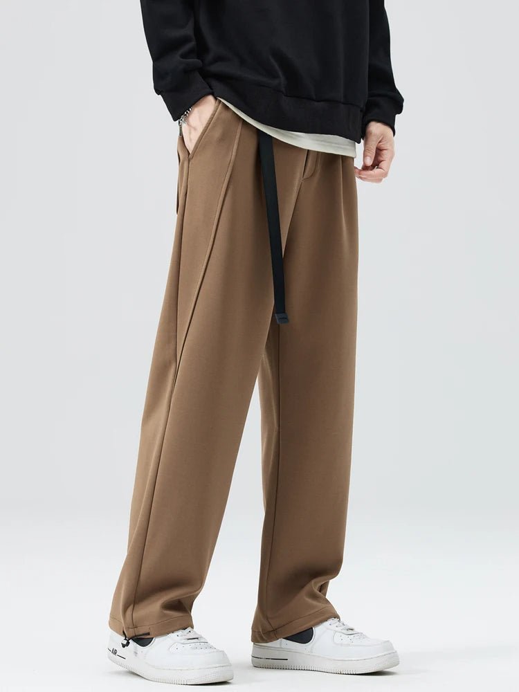 Men's Wide Leg Drawstring Waist Pants with Side Pockets