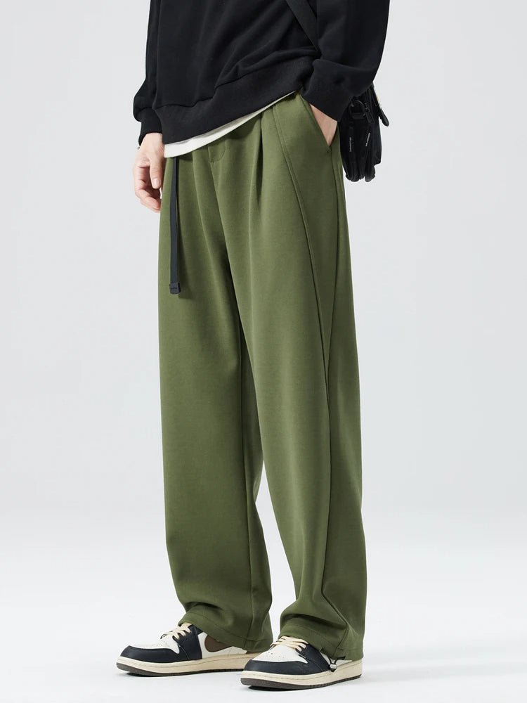 Men's Wide Leg Drawstring Waist Pants with Side Pockets