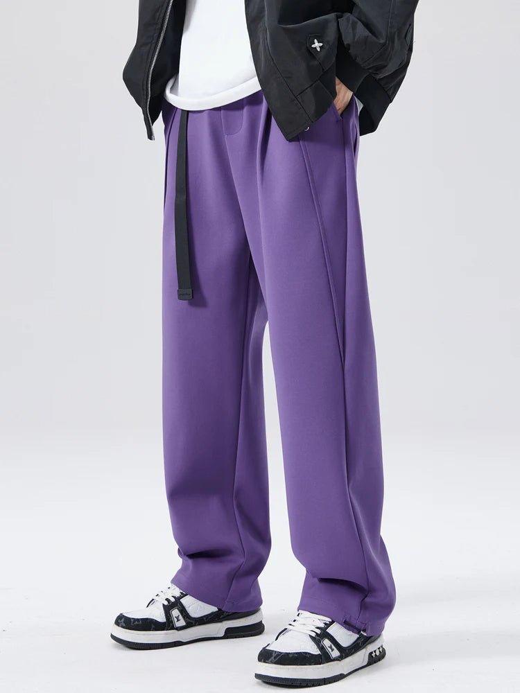 Men's Wide Leg Drawstring Waist Pants with Side Pockets