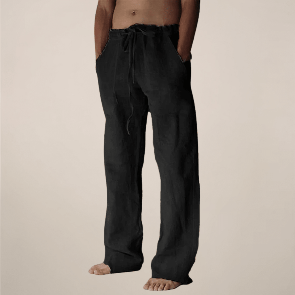 Men’s Wide - Leg Linen Pants with Elasticated Waist and Drawstring