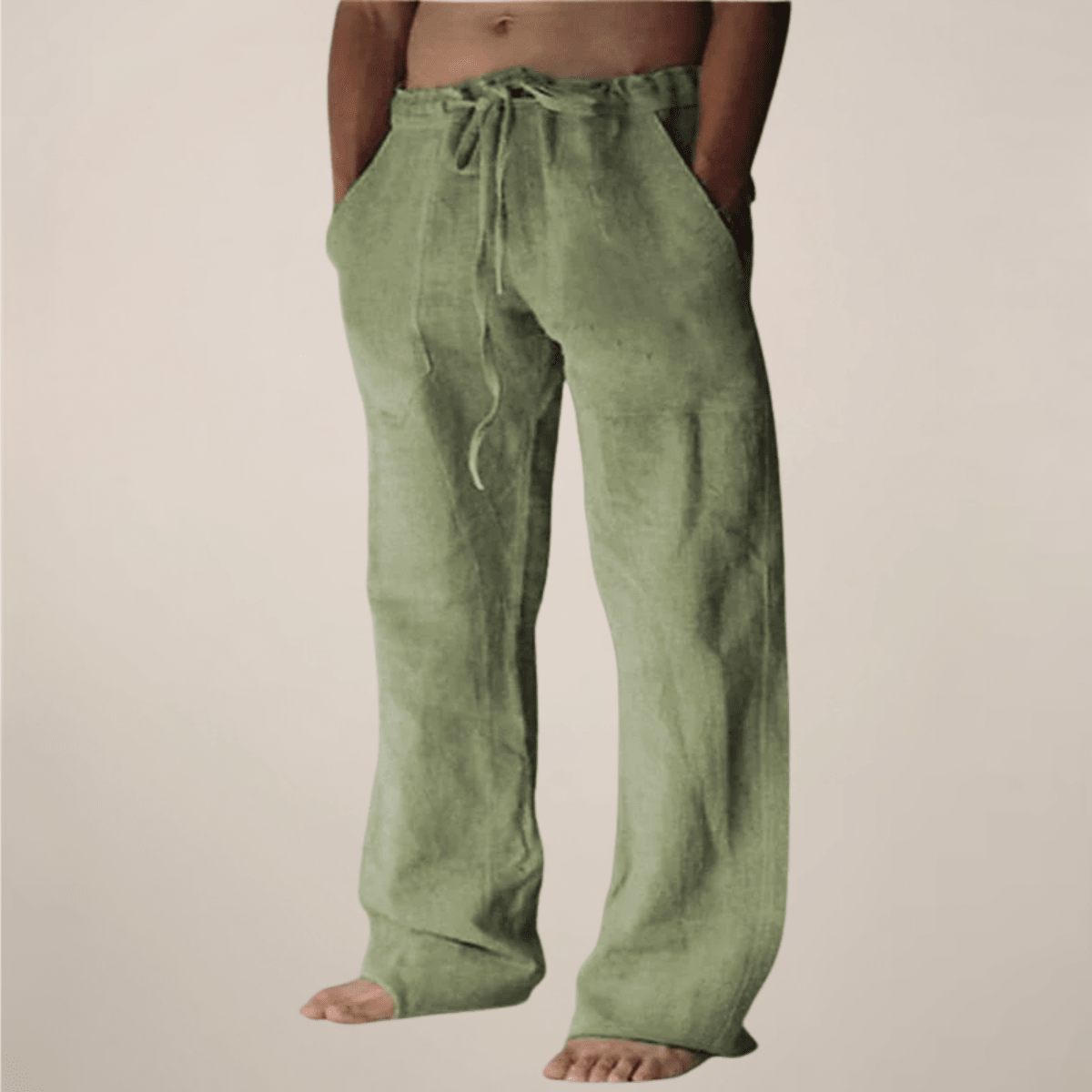 Men’s Wide - Leg Linen Pants with Elasticated Waist and Drawstring