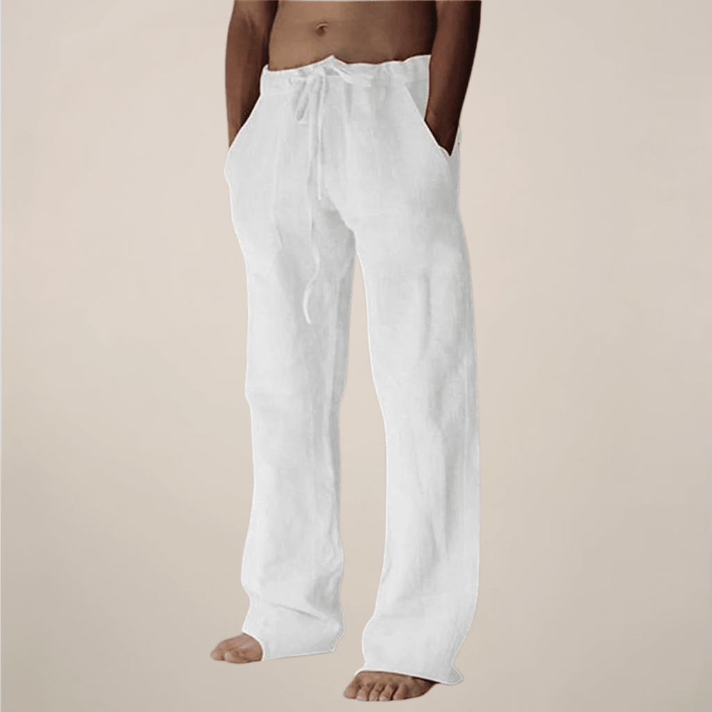 Men’s Wide - Leg Linen Pants with Elasticated Waist and Drawstring