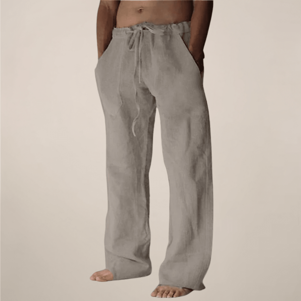 Men’s Wide - Leg Linen Pants with Elasticated Waist and Drawstring