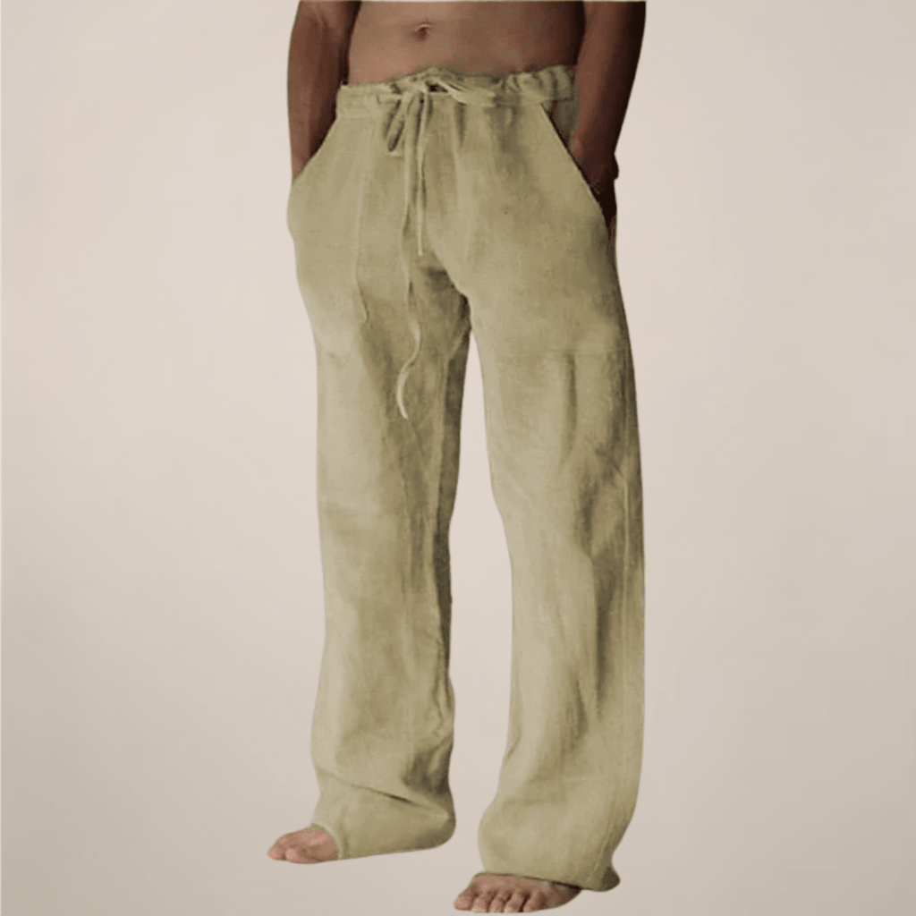 Men’s Wide - Leg Linen Pants with Elasticated Waist and Drawstring