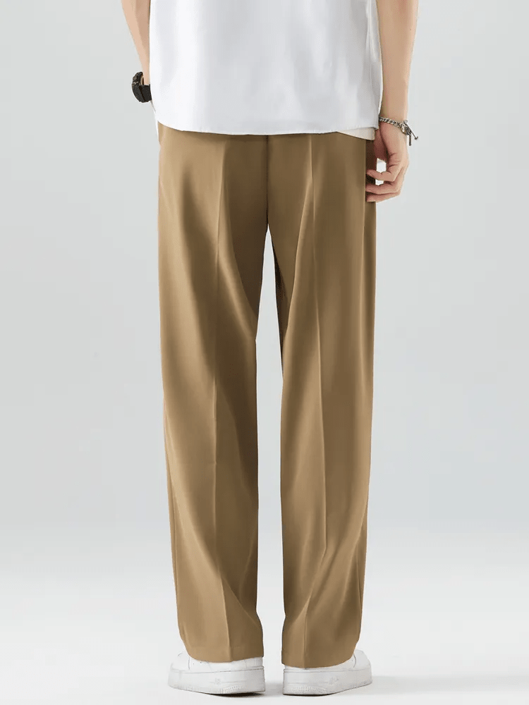 Men's Wide Leg Pleated Elastic Waist Relaxed Pants