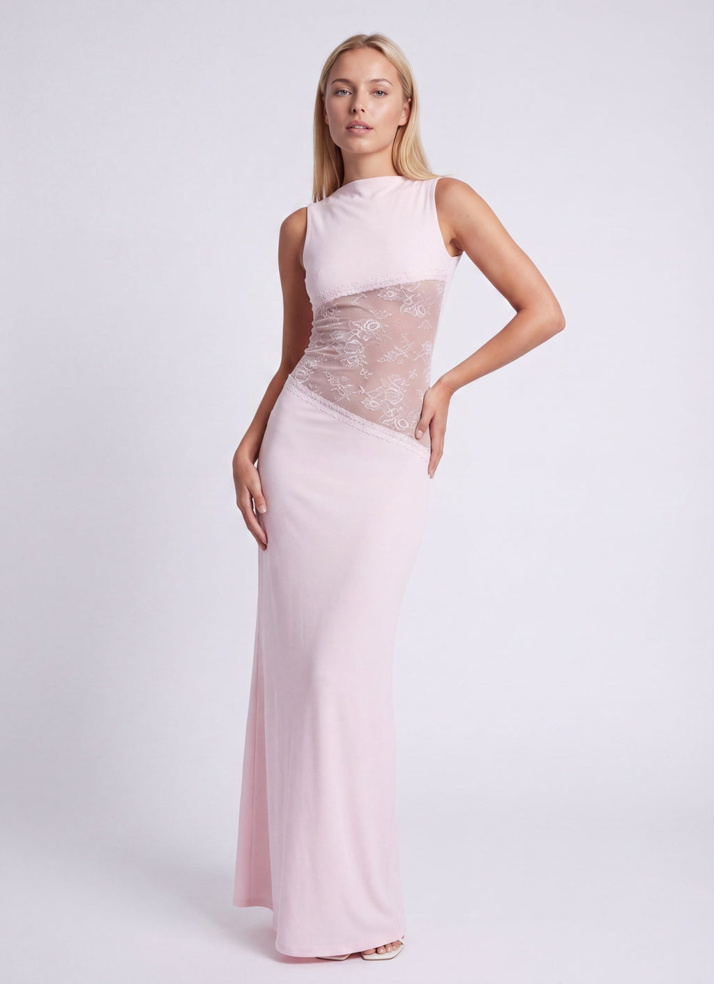 Women's Sleeveless Lace Panel Maxi Dress