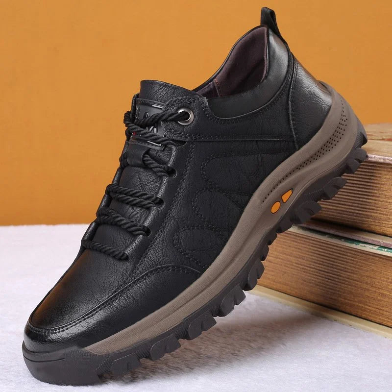 Men's Leather Lace-Up Sneakers with Chunky Sole