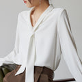 Women’s Bow - Tie V - Neck Long Sleeve Blouse