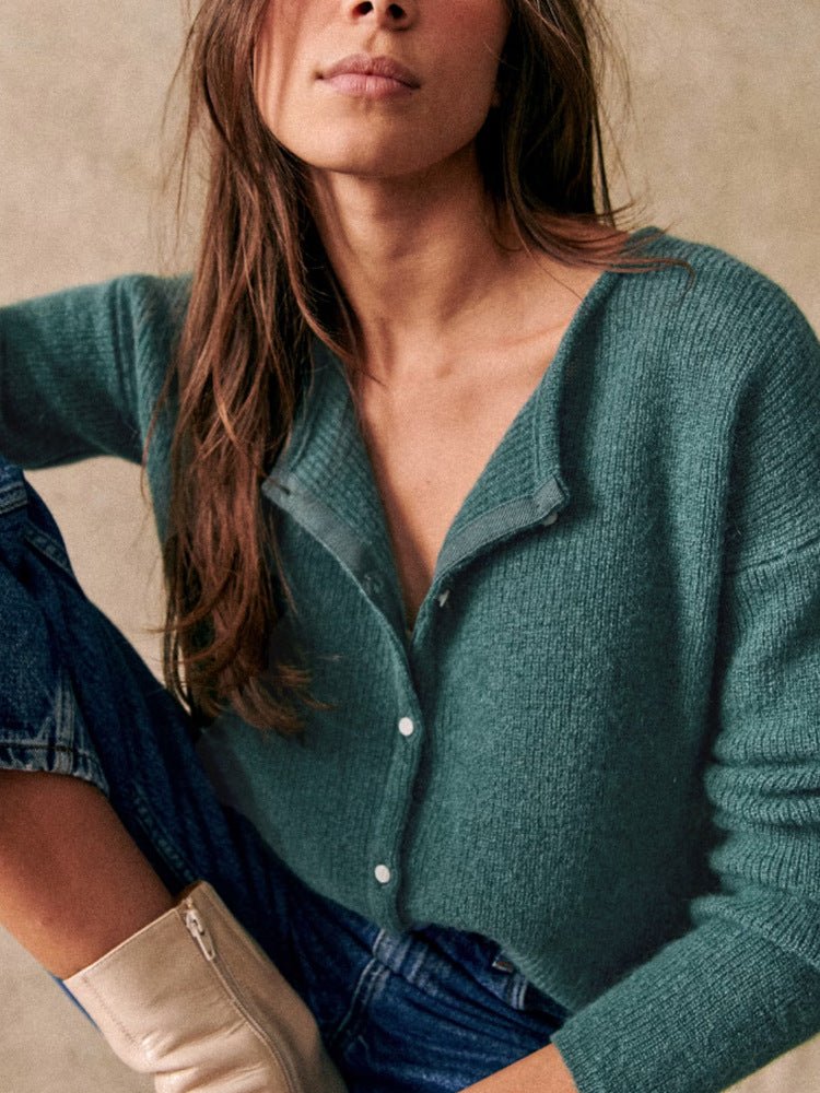 Women’s Button - Front Knit Sweater Cardigan – Soft Minimal Silhouette