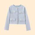 Women’s Cropped Textured Jacket with Button Front for Elegant Styling