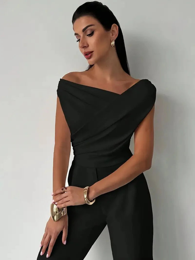 Women’s Draped Off - Shoulder Top with Asymmetrical Neckline