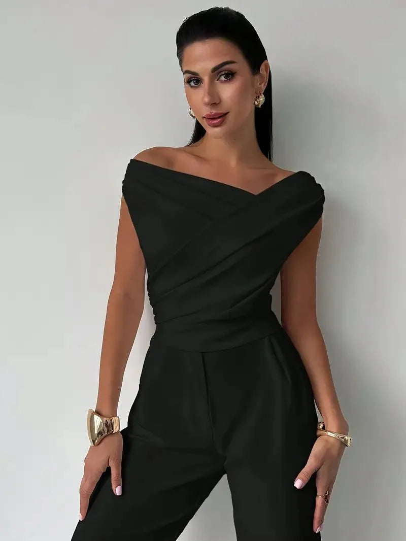 Women’s Draped Off - Shoulder Top with Asymmetrical Neckline
