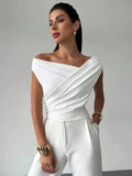 Women’s Draped Off - Shoulder Top with Asymmetrical Neckline