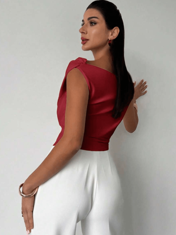 Women’s Draped Off - Shoulder Top with Asymmetrical Neckline
