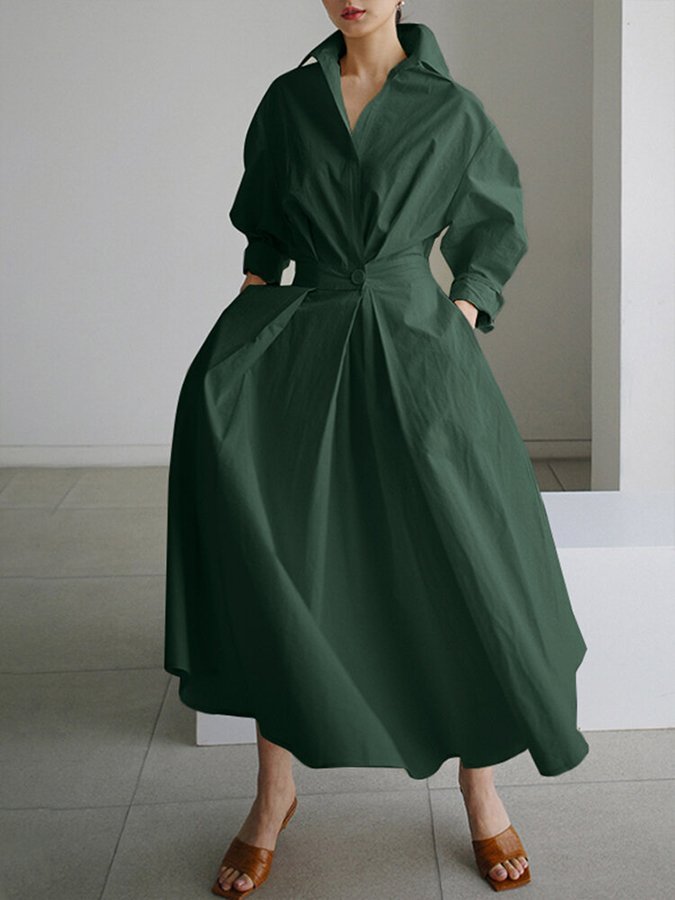 Women’s Elegant Maxi Dress – Structured Waist with Fluid Full - Length Silhouette