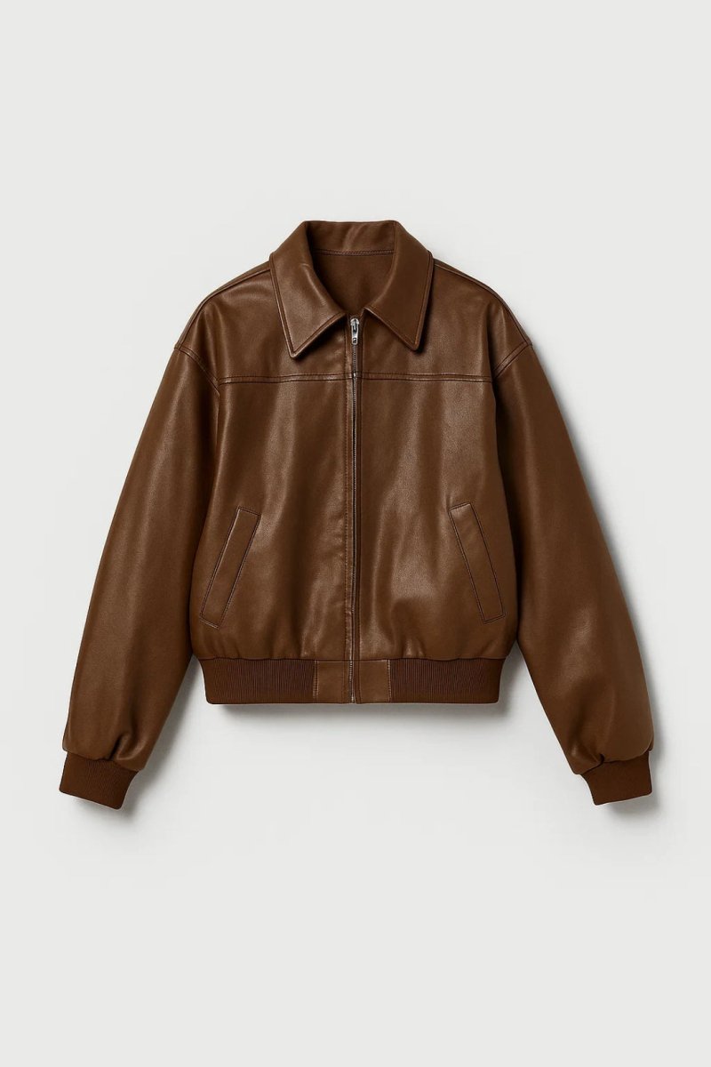 Women’s Faux Jacket – Zip - Up Bomber with Relaxed Fit