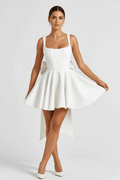 Women’s Flared Mini Dress – Elegant Cocktail Dress with Statement Bow Back