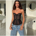 Women’s Floral Lace Corset Top with Structured Silhouette for Elegant Styling