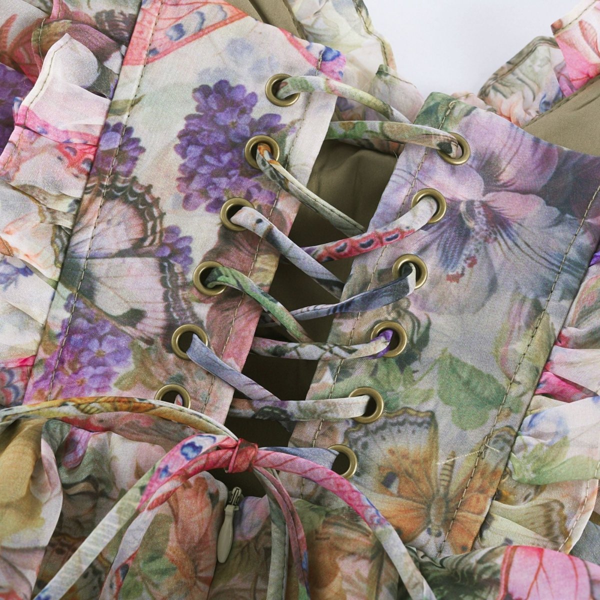 Women's Floral Print Tiered Mini Dress - Tie Straps Bustier