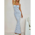 Women’s Floral Strap Maxi Dress with Fitted Waist