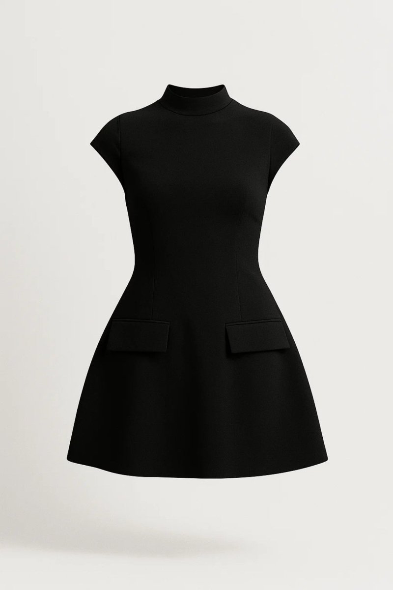Women’s High - Neck Mini Dress – Fitted Silhouette with Minimalist Detailing