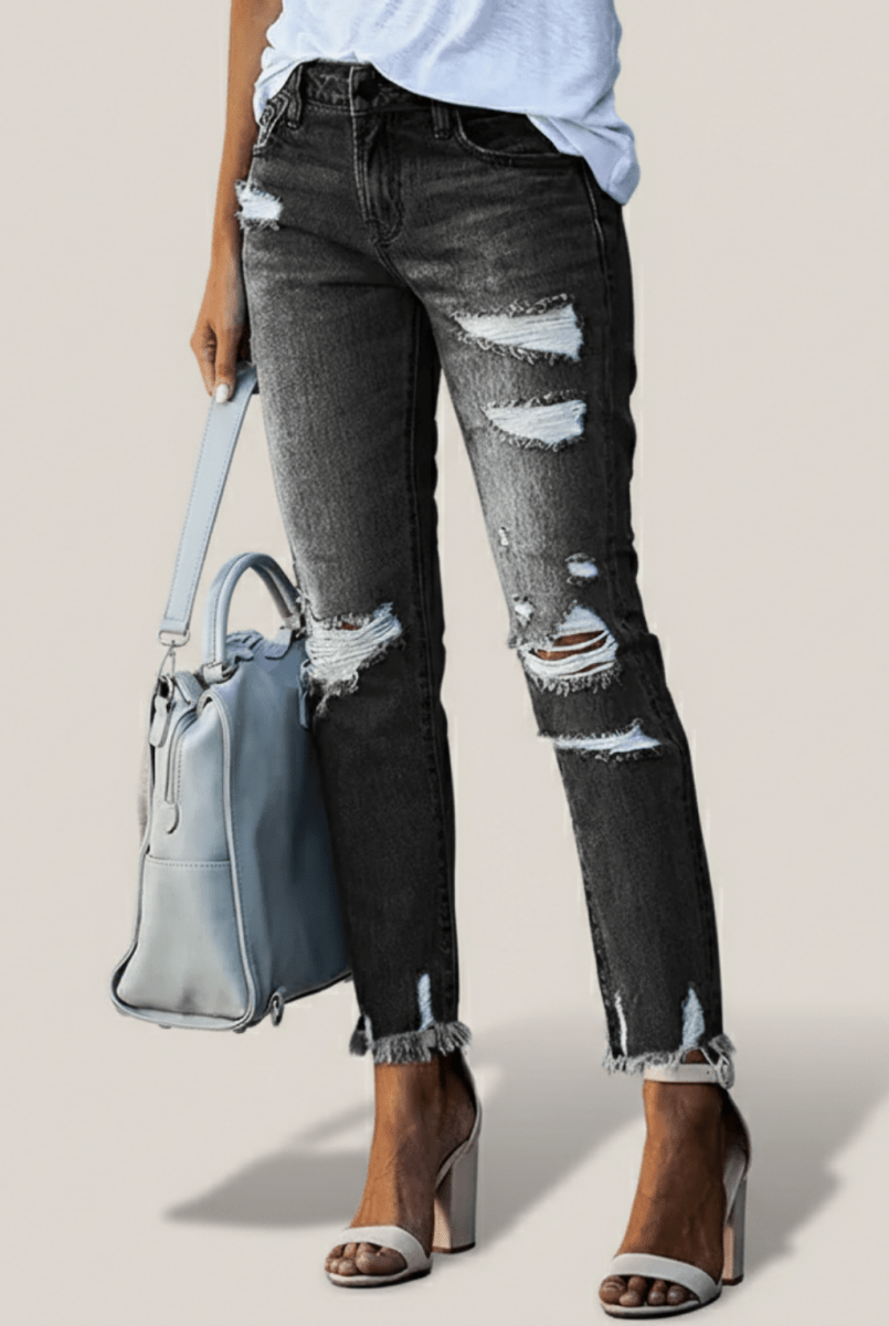 Women’s High - Waist Distressed Skinny Jeans – Sculpted Fit with Modern Edge