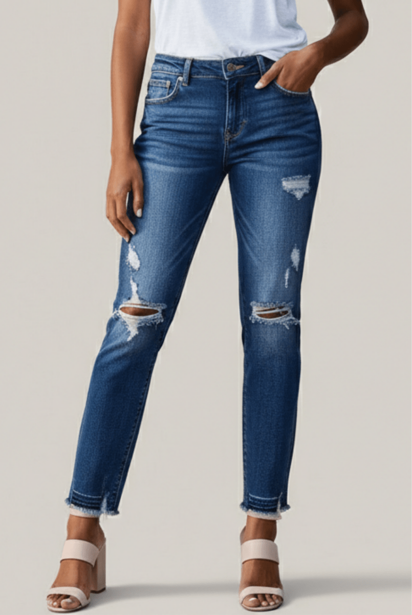 Women’s High - Waist Distressed Skinny Jeans – Sculpted Fit with Modern Edge