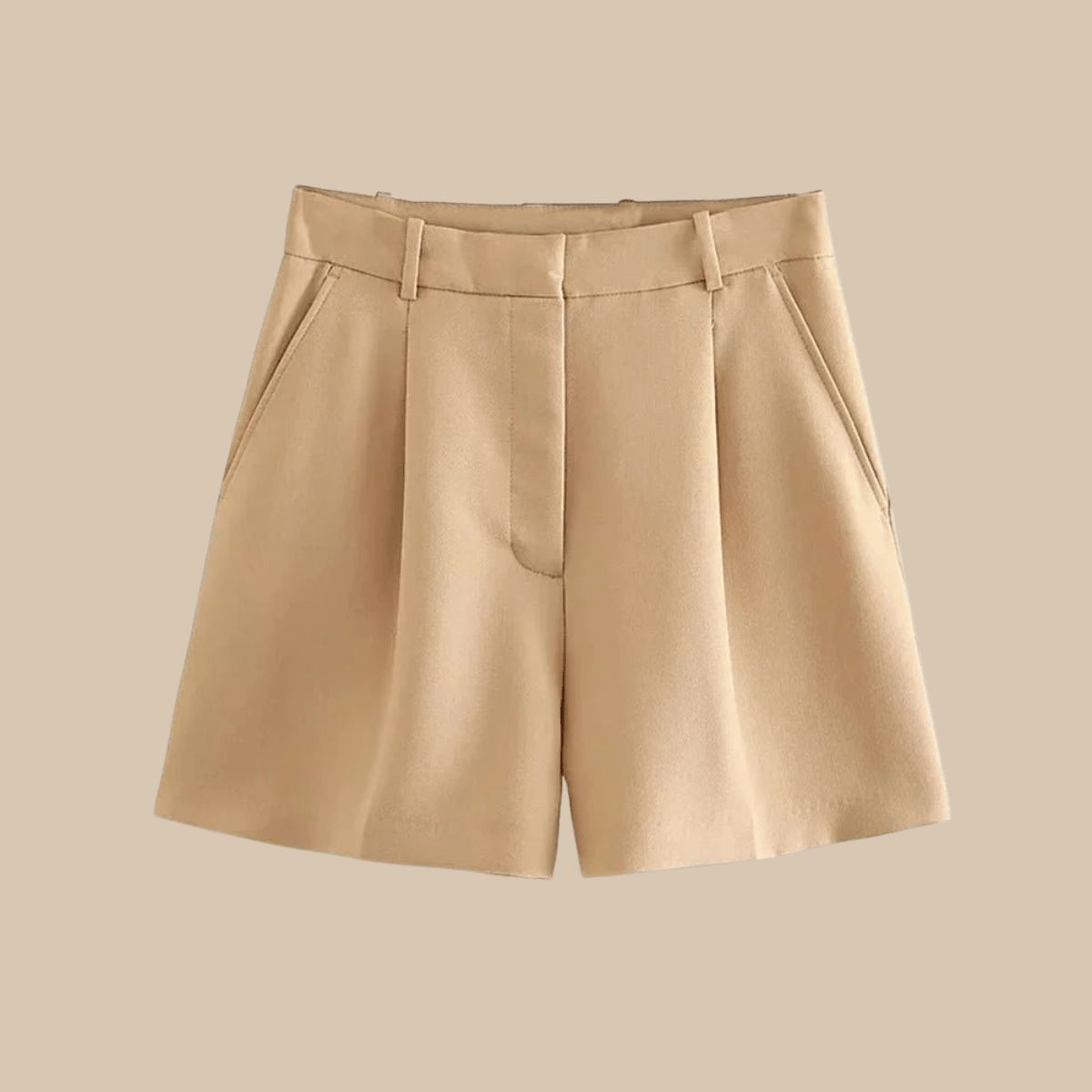 Women’s High - Waist Pleated Shorts with Belt and Side Pockets