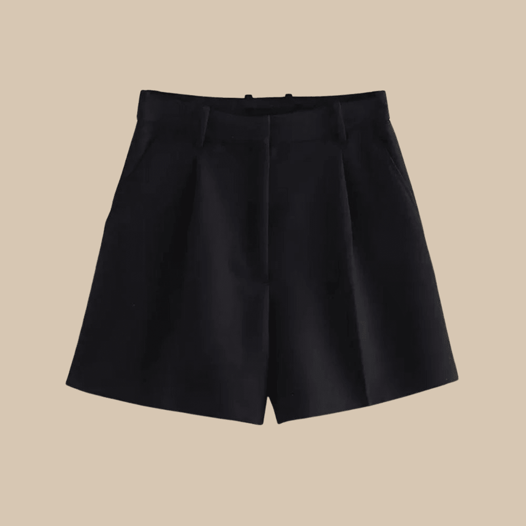 Women’s High - Waist Pleated Shorts with Belt and Side Pockets