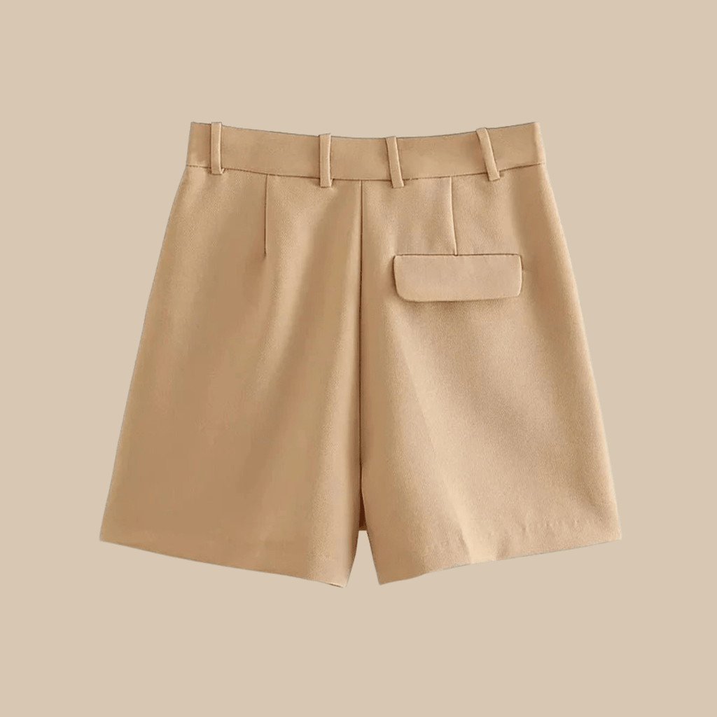 Women’s High - Waist Pleated Shorts with Belt and Side Pockets