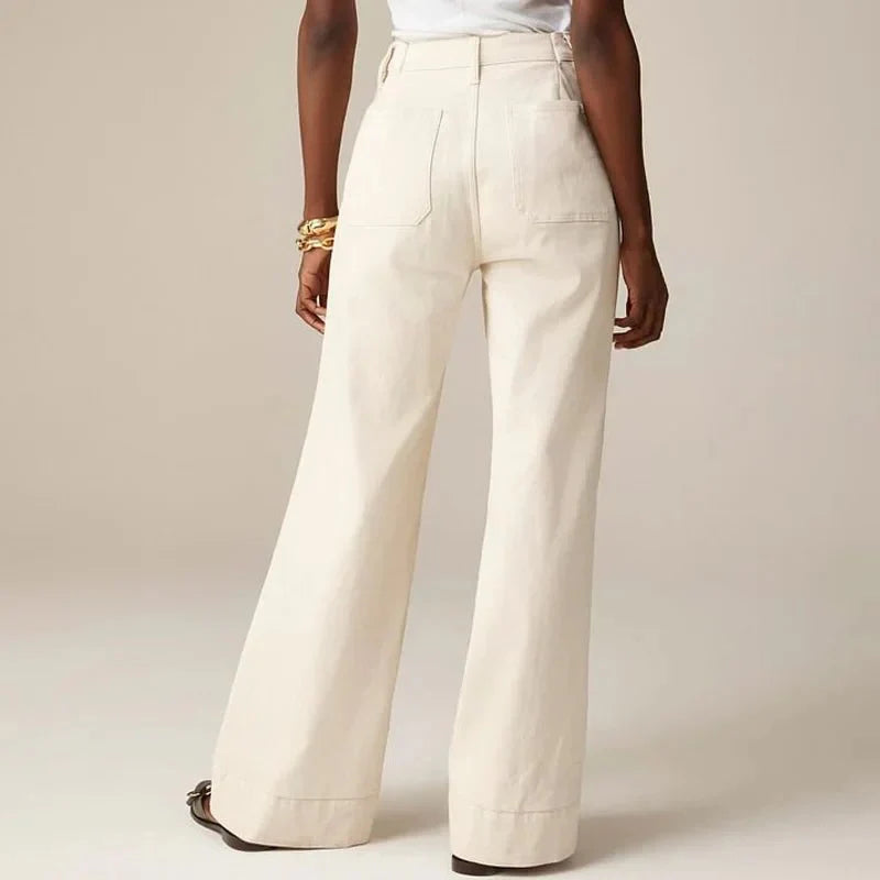 Women’s High - Waist Wide - Leg Jeans – Structured Tailored Fit Denim Pants