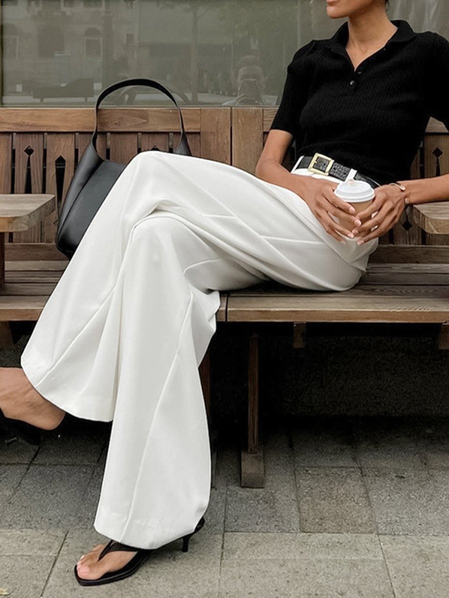 Women’s High - Waist Wide - Leg Pants with Belt Loops