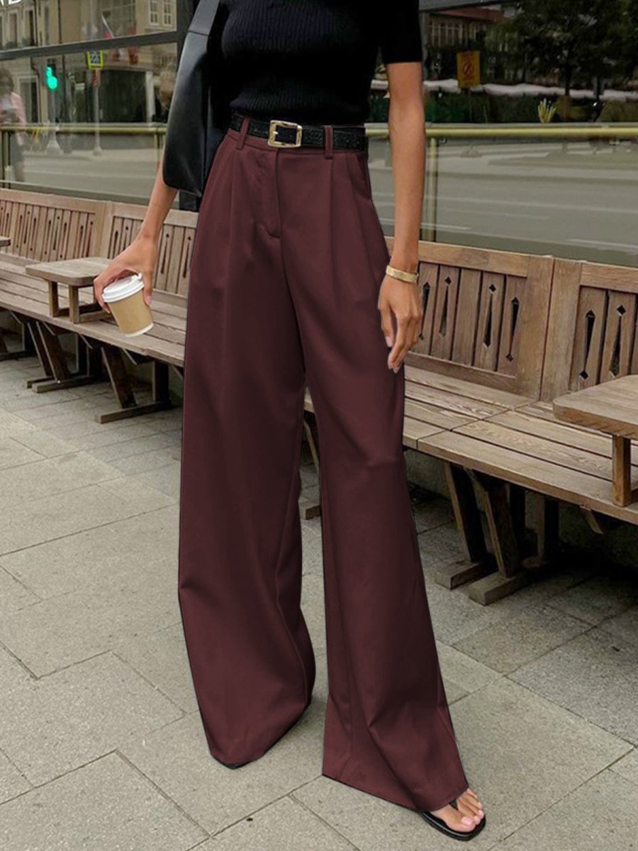 Women’s High - Waist Wide - Leg Pants with Belt Loops