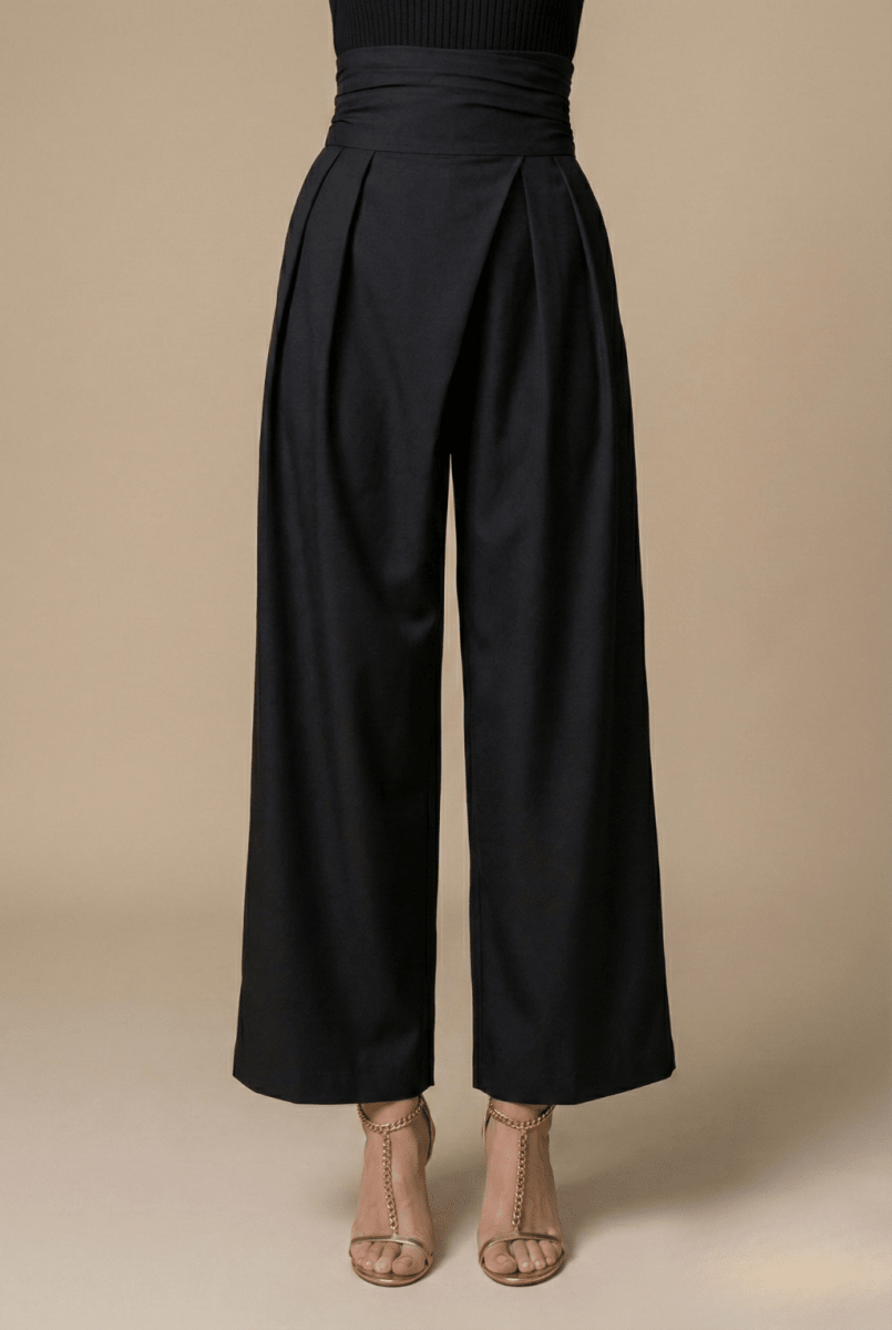 Women’s High - Waisted Wide Leg Pants with Tailored Pleats