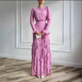 Women’s Long Sleeve Ruffle Maxi Dress Two Piece Set
