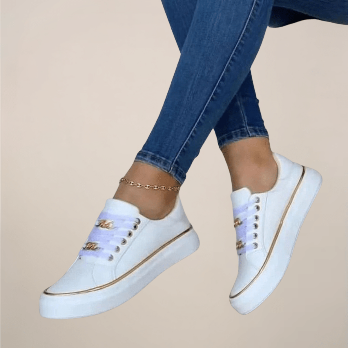 Women’s Low - Top Lace - Up Sneakers with Decorative Hardware Detail