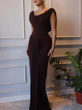 Women’s Maxi Dress with Draped Cowl Neck Sleeveless and Gathered Front Detail – Evening Dress