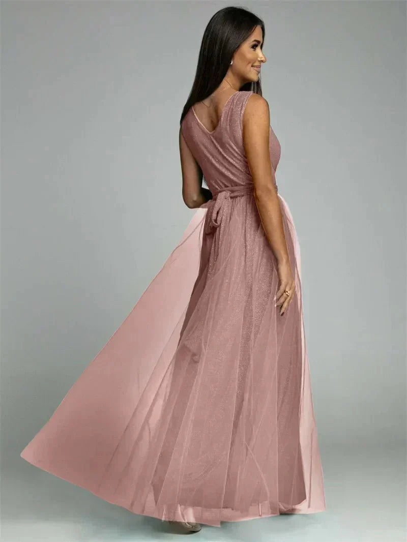 Women’s Maxi Evening Dress with V - Neck and Front Split