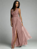 Women’s Maxi Evening Dress with V - Neck and Front Split