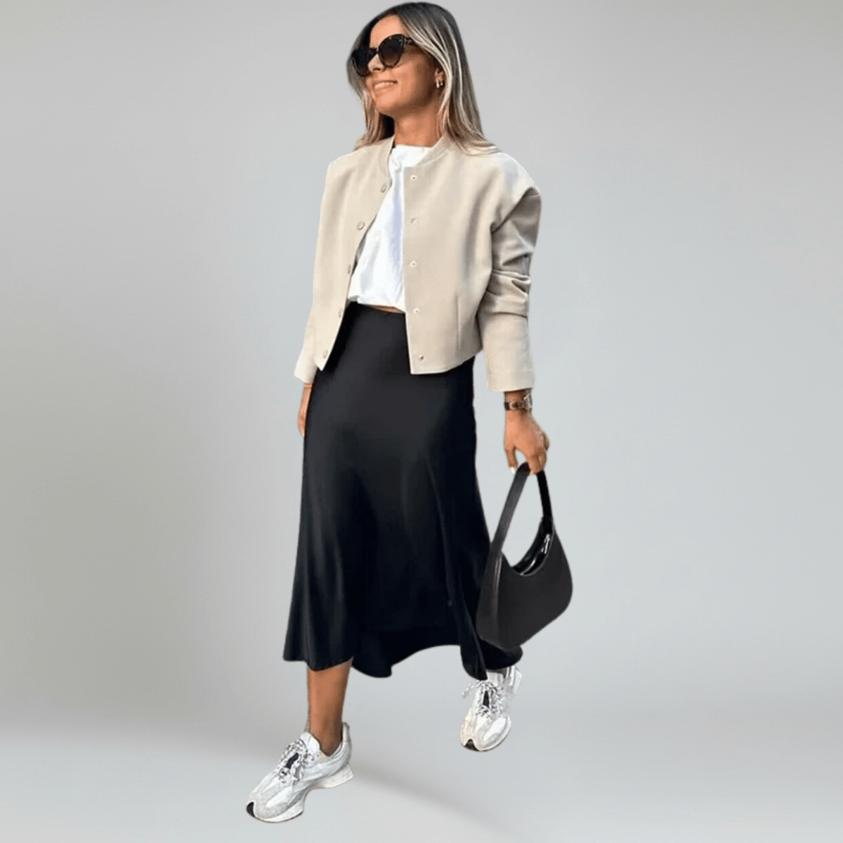 Women’s Midi Skirt with Smooth Finish and Flared Hem