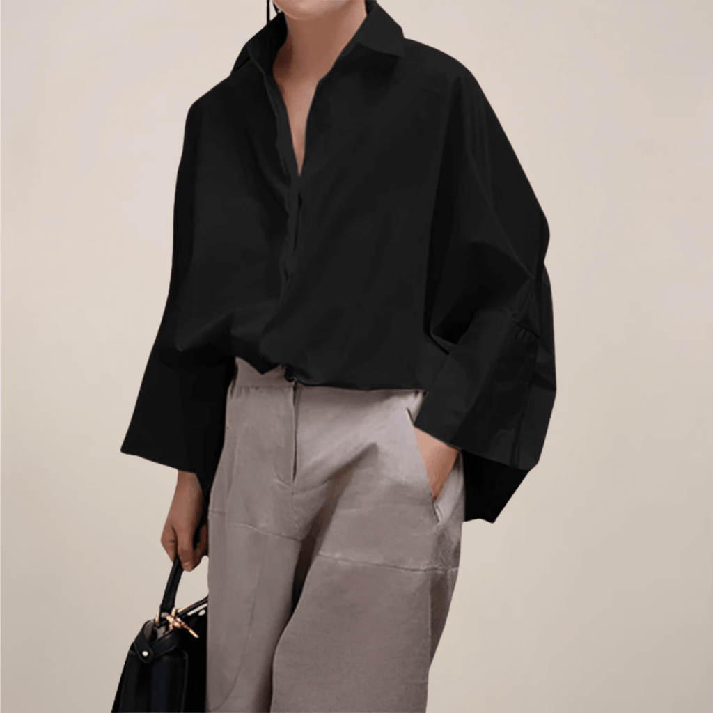 Women’s Oversized Shirt – Modern Boxy Silhouette with Open Placket and Wide Sleeves