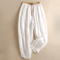 Women’s Relaxed Drawstring Linen - Blend Pants – High - Waist Loose Fit